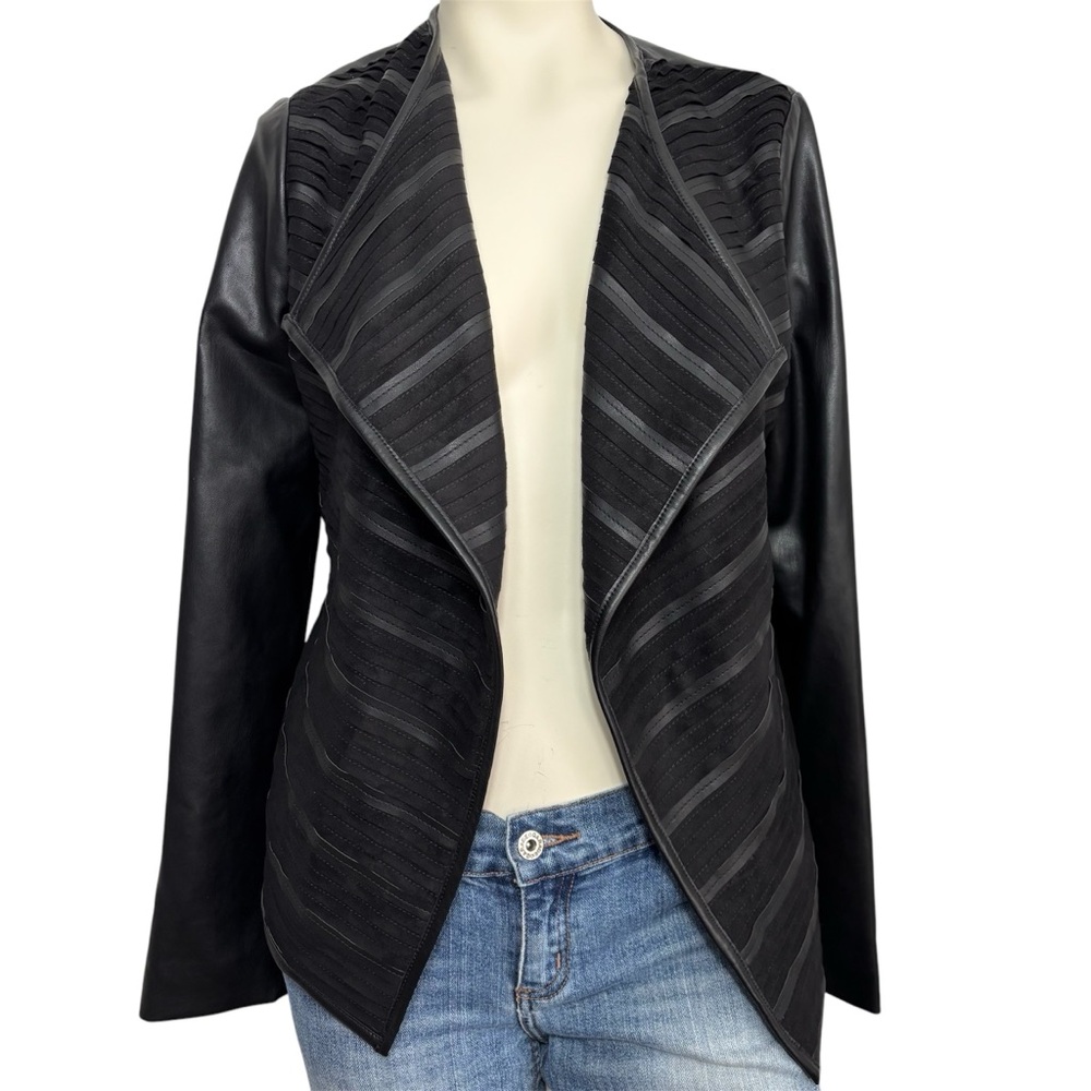 Bagatelle leather textured open jacket